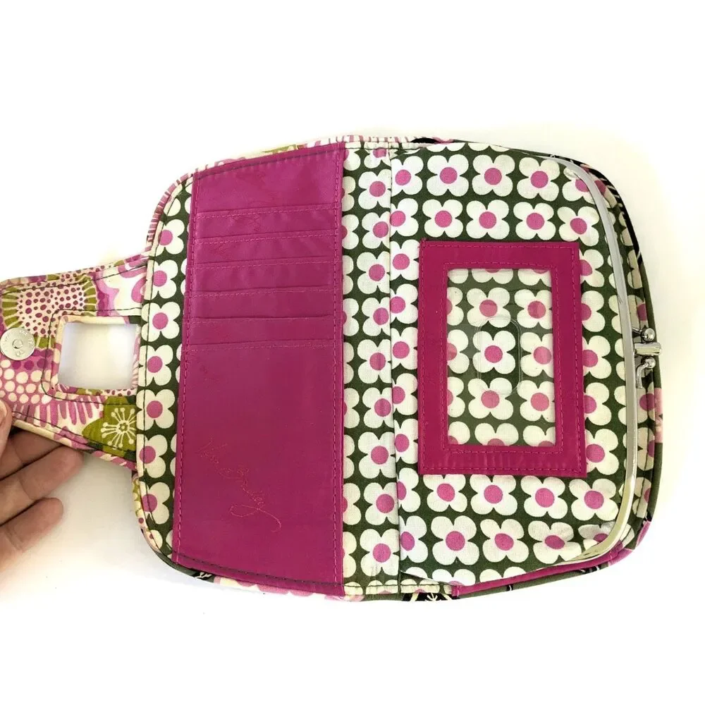 Vera Bradley Olivia Pink Floral Snap Double Kiss Lock Wallet Clutch Retired